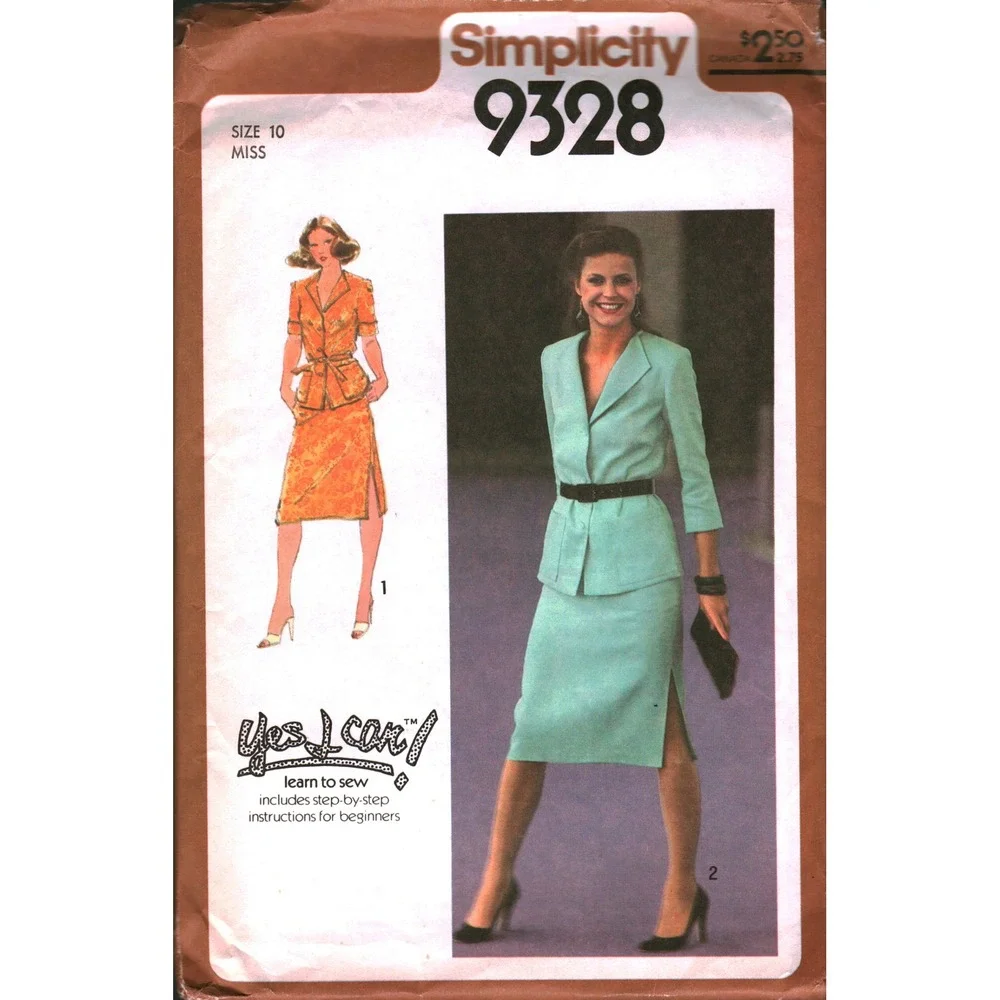 Vintage Simplicity 9328 Sewing Pattern 1979 Misses Skirt Suit Two Piece Dress 10